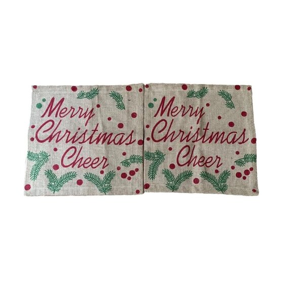 Farmhouse 100% Jute Holiday Christmas Placemats Set 2 13.5 x 13.5 Square Burlap - Picture 1 of 7